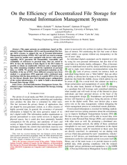 On the Efficiency of Decentralized File Storage for Personal Information
  Management Systems