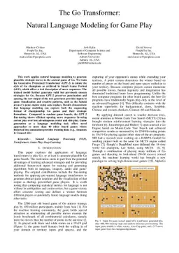 The Go Transformer: Natural Language Modeling for Game Play