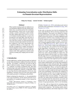 Estimating Generalization under Distribution Shifts via Domain-Invariant
  Representations
