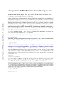 A Survey of State-of-the-Art on Blockchains: Theories, Modelings, and
  Tools