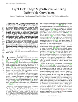 Light Field Image Super-Resolution Using Deformable Convolution