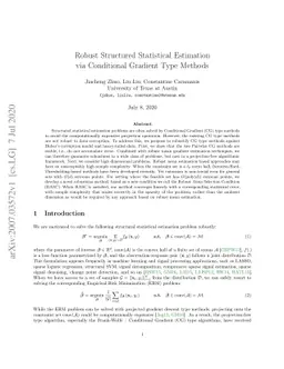 Robust Structured Statistical Estimation via Conditional Gradient Type
  Methods