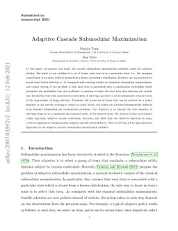 Adaptive Cascade Submodular Maximization