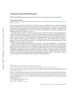 A Decade of Social Bot Detection