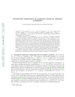 Asymptotic behaviour of learning rates in Armijo's condition