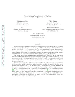 Streaming Complexity of SVMs