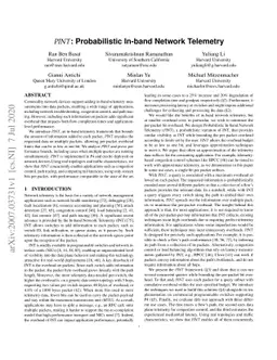 PINT: Probabilistic In-band Network Telemetry