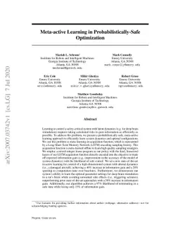 Meta-active Learning in Probabilistically-Safe Optimization