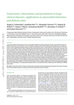 Trajectories, bifurcations and pseudotime in large clinical datasets:
  applications to myocardial infarction and diabetes data