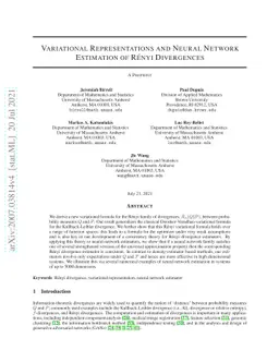 Variational Representations and Neural Network Estimation of Rényi
  Divergences