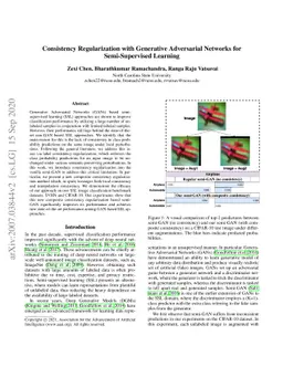 Consistency Regularization with Generative Adversarial Networks for
  Semi-Supervised Learning