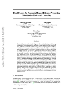 BlockFLow: An Accountable and Privacy-Preserving Solution for Federated
  Learning