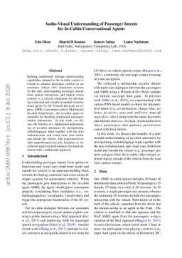 Audio-Visual Understanding of Passenger Intents for In-Cabin
  Conversational Agents