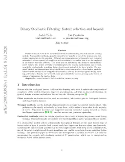 Binary Stochastic Filtering: feature selection and beyond