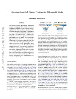 Operation-Aware Soft Channel Pruning using Differentiable Masks