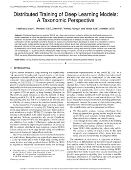 Distributed Training of Deep Learning Models: A Taxonomic Perspective
