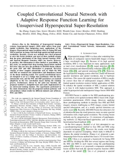 Coupled Convolutional Neural Network with Adaptive Response Function
  Learning for Unsupervised Hyperspectral Super-Resolution