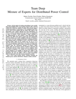 Team Deep Mixture of Experts for Distributed Power Control
