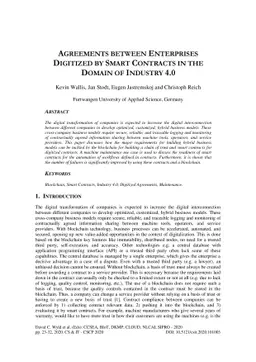 Agreements between Enterprises digitized by Smart Contracts in the
  Domain of Industry 4.0