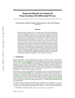 Tempered Sigmoid Activations for Deep Learning with Differential Privacy
