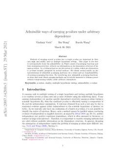 Admissible ways of merging p-values under arbitrary dependence