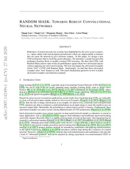RANDOM MASK: Towards Robust Convolutional Neural Networks