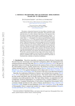 A minimax framework for quantifying risk-fairness trade-off in
  regression