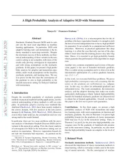 A High Probability Analysis of Adaptive SGD with Momentum