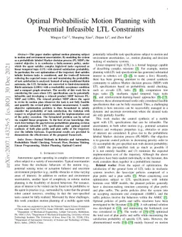 Optimal Probabilistic Motion Planning with Potential Infeasible LTL
  Constraints