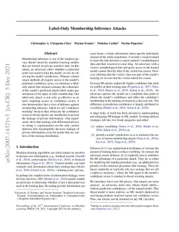 Label-Only Membership Inference Attacks