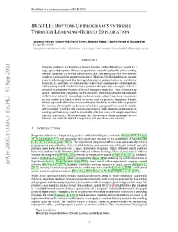 BUSTLE: Bottom-Up Program Synthesis Through Learning-Guided Exploration