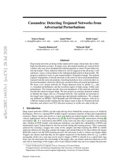 Cassandra: Detecting Trojaned Networks from Adversarial Perturbations