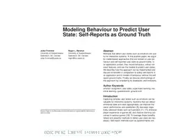 Modeling Behaviour to Predict User State: Self-Reports as Ground Truth