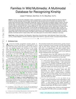 Families In Wild Multimedia: A Multimodal Database for Recognizing
  Kinship