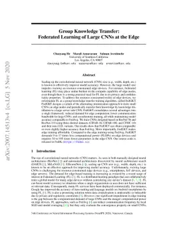 Group Knowledge Transfer: Federated Learning of Large CNNs at the Edge