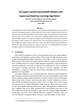 Surrogate Locally-Interpretable Models with Supervised Machine Learning
  Algorithms