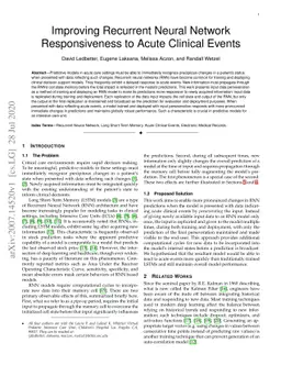 Improving Recurrent Neural Network Responsiveness to Acute Clinical
  Events