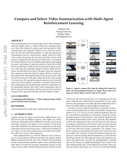 Compare and Select: Video Summarization with Multi-Agent Reinforcement
  Learning