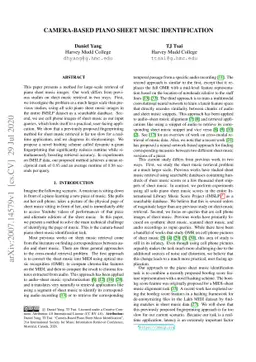 Camera-Based Piano Sheet Music Identification