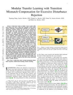 Modular Transfer Learning with Transition Mismatch Compensation for
  Excessive Disturbance Rejection