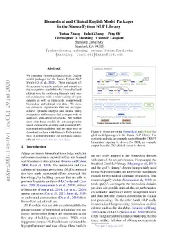 Biomedical and Clinical English Model Packages in the Stanza Python NLP
  Library