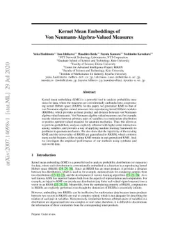 Kernel Mean Embeddings of Von Neumann-Algebra-Valued Measures