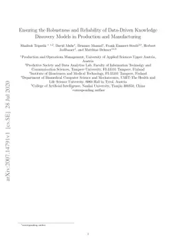 Ensuring the Robustness and Reliability of Data-Driven Knowledge
  Discovery Models in Production and Manufacturing