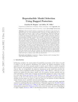 Reproducible Model Selection Using Bagged Posteriors