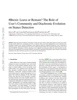 #Brexit: Leave or Remain? The Role of User's Community and Diachronic
  Evolution on Stance Detection