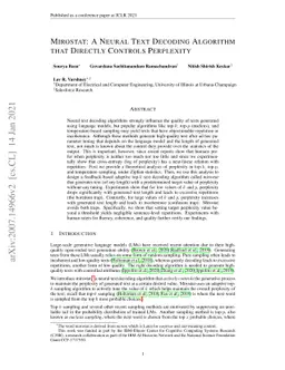 Mirostat: A Neural Text Decoding Algorithm that Directly Controls
  Perplexity