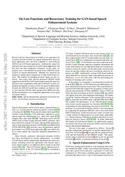 On Loss Functions and Recurrency Training for GAN-based Speech
  Enhancement Systems