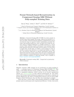 Neural Network-based Reconstruction in Compressed Sensing MRI Without
  Fully-sampled Training Data