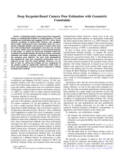 Deep Keypoint-Based Camera Pose Estimation with Geometric Constraints