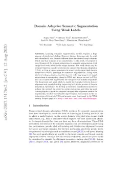 Domain Adaptive Semantic Segmentation Using Weak Labels